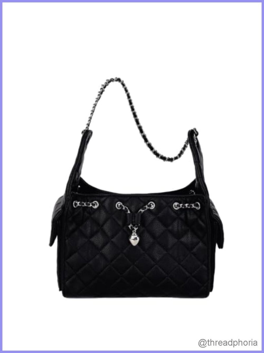 Quilted Vegan Leather Hobo Handbag with Chain Strap